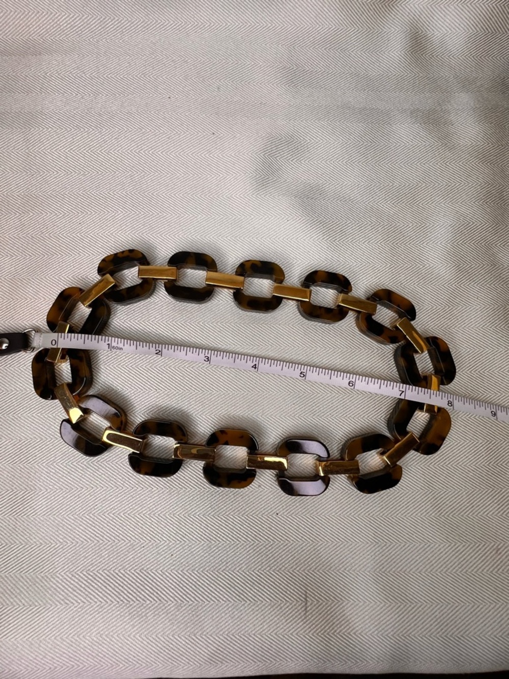 J. CREW Lucite Tortoise with Gold Tone Chain Link Necklace - Picture 7 of 7